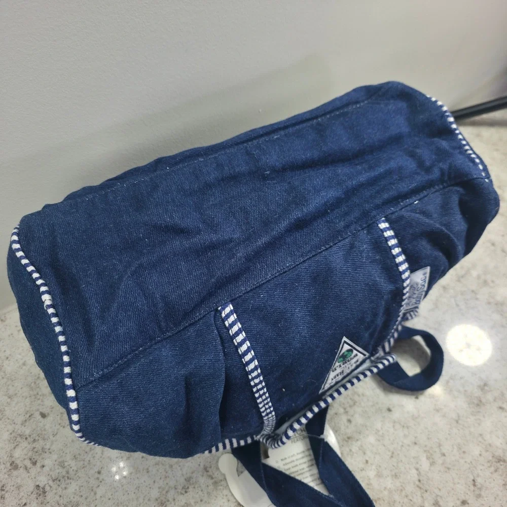 Vintage Baby Sac Denim Diaper Bag Satchel Navy Blue White Stripe NWT 90s